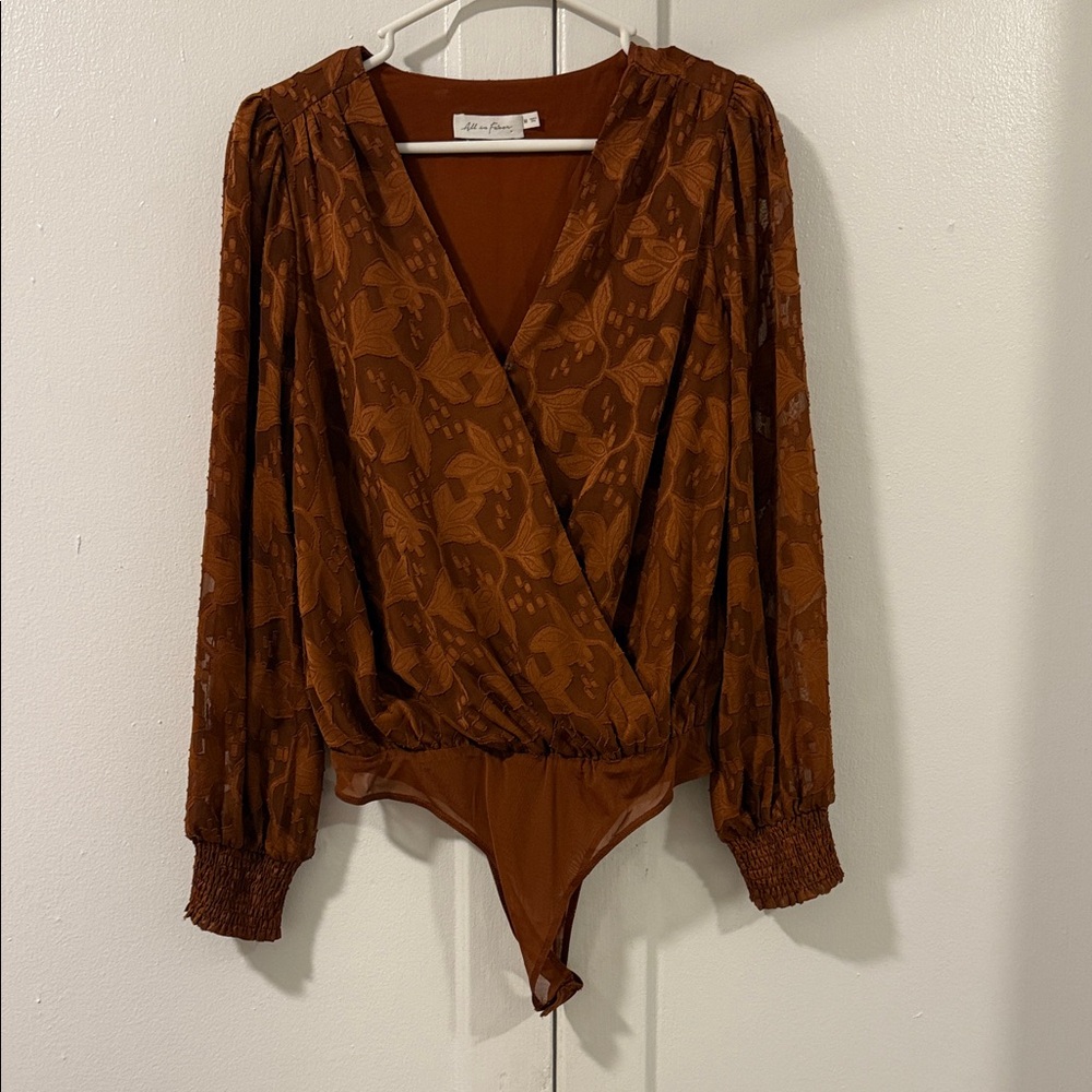 All in Favor Rust Floral Bodysuit